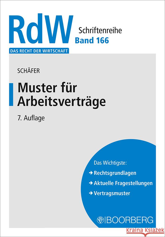 Muster für Arbeitsverträge Schäfer, Gerd 9783415070578