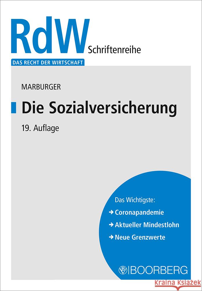 Die Sozialversicherung Marburger, Dietmar 9783415072169 Boorberg