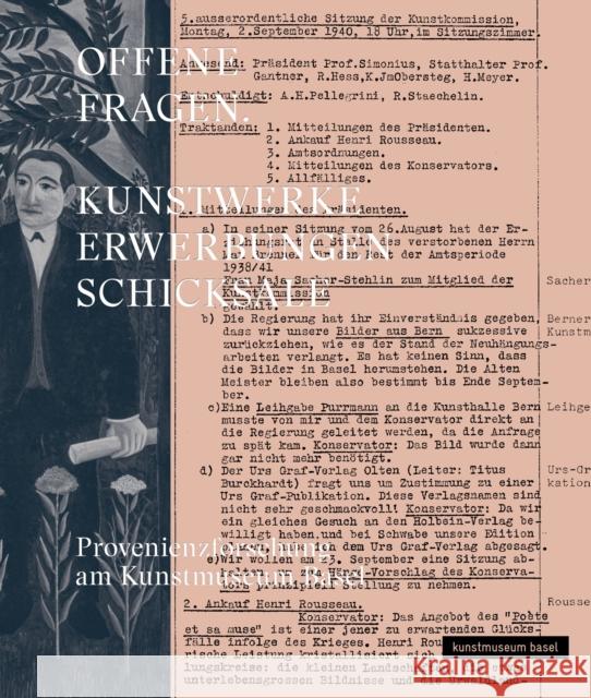 Offene Fragen. Provenienzforschung Am Kunstmuseum Basel: Kunstwerke - Erwerbungen - Schicksale Tessa Friederike Rosebrock Anita Haldemann 9783422802773 Deutscher Kunstverlag