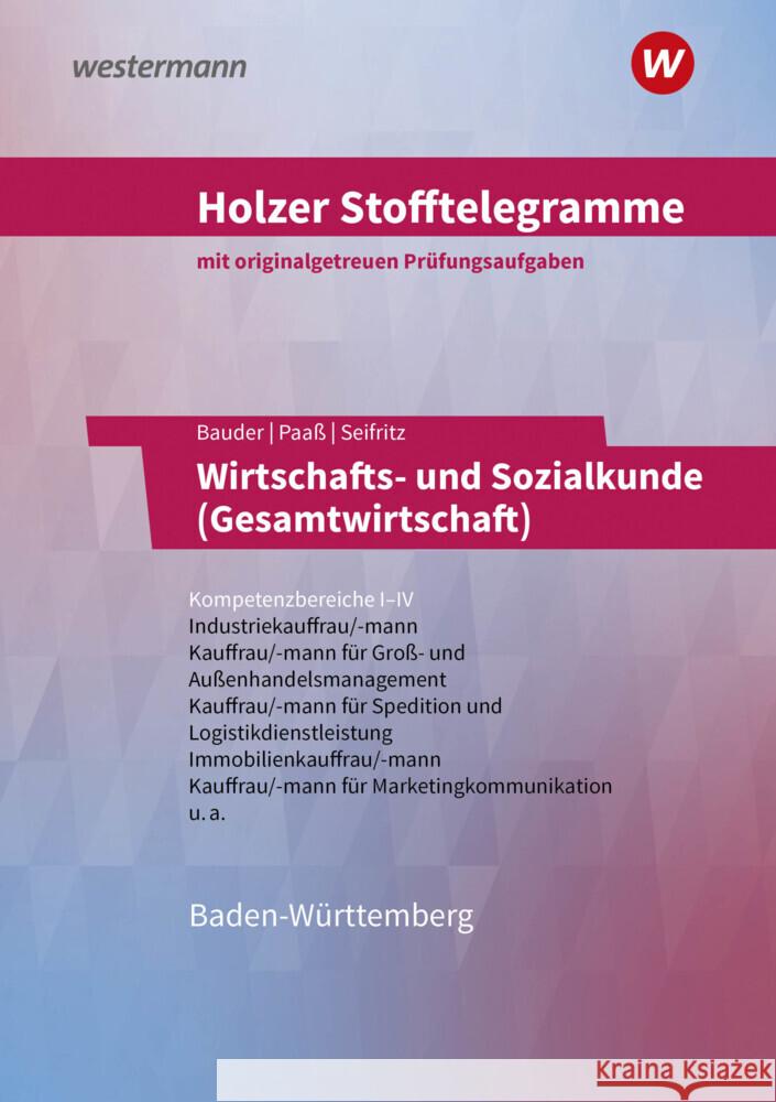 Holzer Stofftelegramme Baden-Württemberg - Wirtschafts- und Sozialkunde (Gesamtwirtschaft) Holzer, Volker, Bauder, Markus, Paaß, Thomas 9783427149026 Bildungsverlag EINS