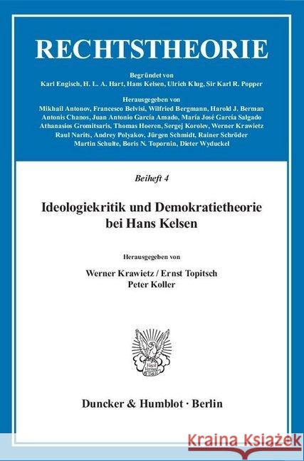 Ideologiekritik Und Demokratietheorie Bei Hans Kelsen Krawietz, Werner 9783428050635 Duncker & Humblot