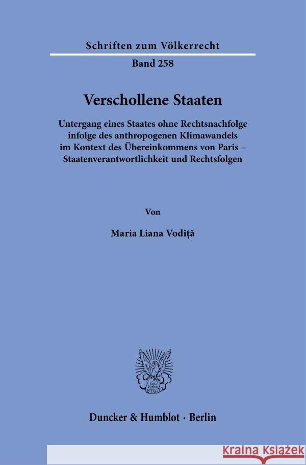 Verschollene Staaten. Vodi_a, Maria Liana 9783428188123 Duncker & Humblot