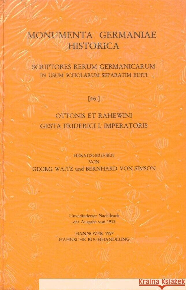 Ottonis Et Rahewini Gesta Friderici I. Imperatoris Bernhard Vo Georg Waitz 9783447171717 Harrassowitz