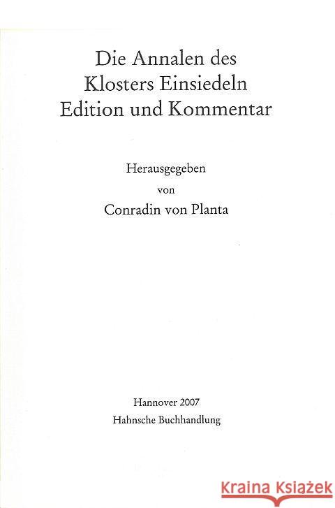 Die Annalen Des Klosters Einsiedeln: Edition Und Kommentar Conradin Vo 9783447171991 Harrassowitz