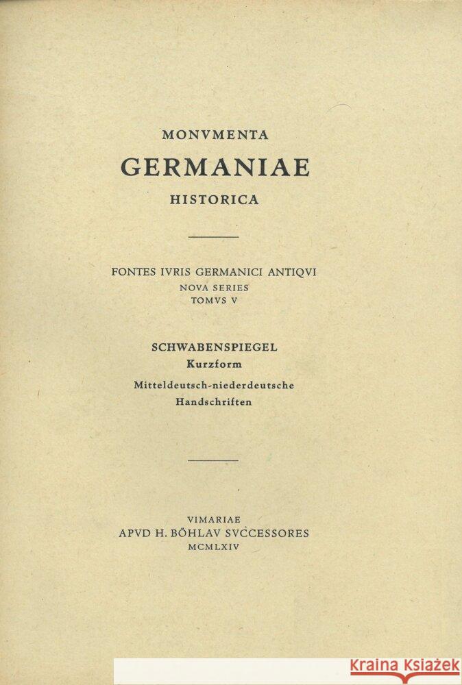 Schwabenspiegel, Kurzform. Mitteldeutsch-Niederdeutsche Handschriften Rudolf Grosse 9783447173476