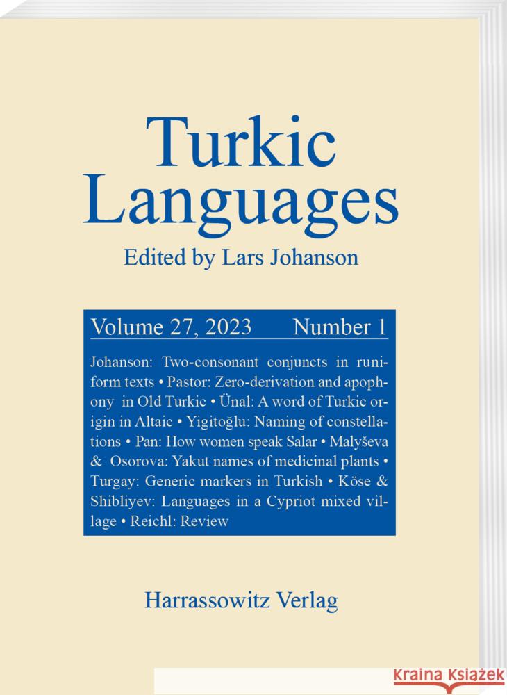 Turkic Languages 27 (2023) 1  9783447182751 Harrassowitz