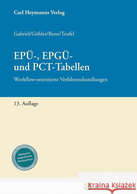 EPÜ-, EPGÜ- und PCT-Tabellen Gabriel, Markus, Göhler, Karen, Renz, Christian 9783452304575