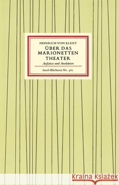 Uber Das Marionetten Theater Heinrich Kleist 9783458084815 Insel Verlag Anton Kippenberg