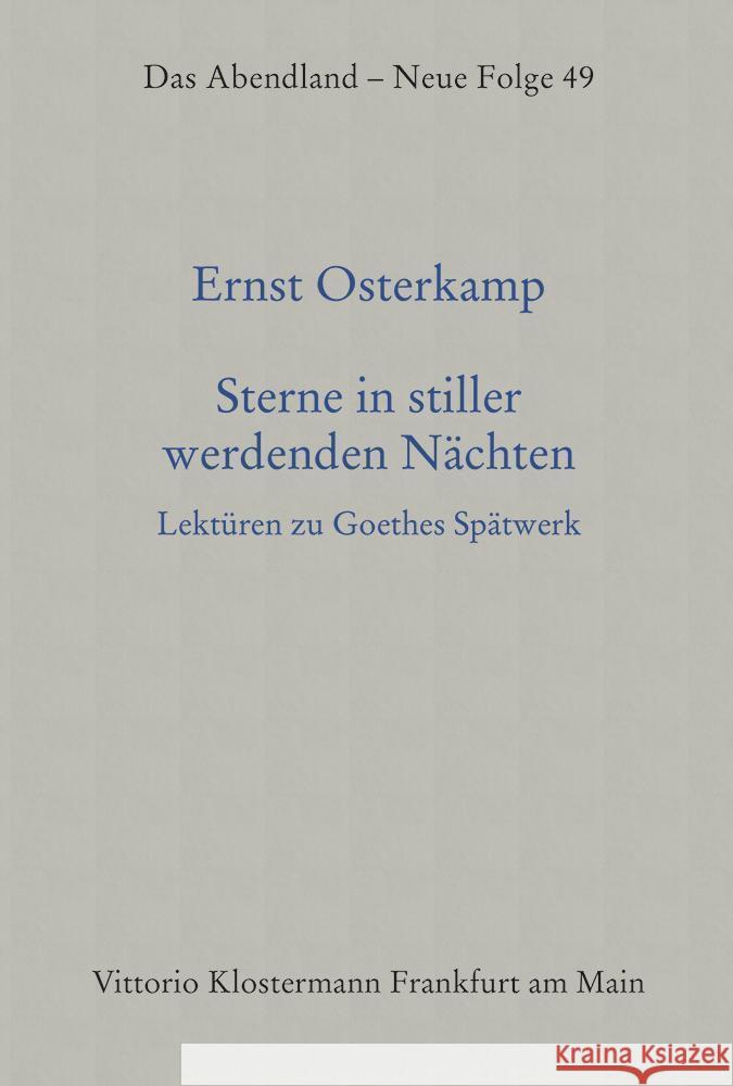 Sterne in stiller werdenden Nächten Osterkamp, Ernst 9783465046578 Klostermann