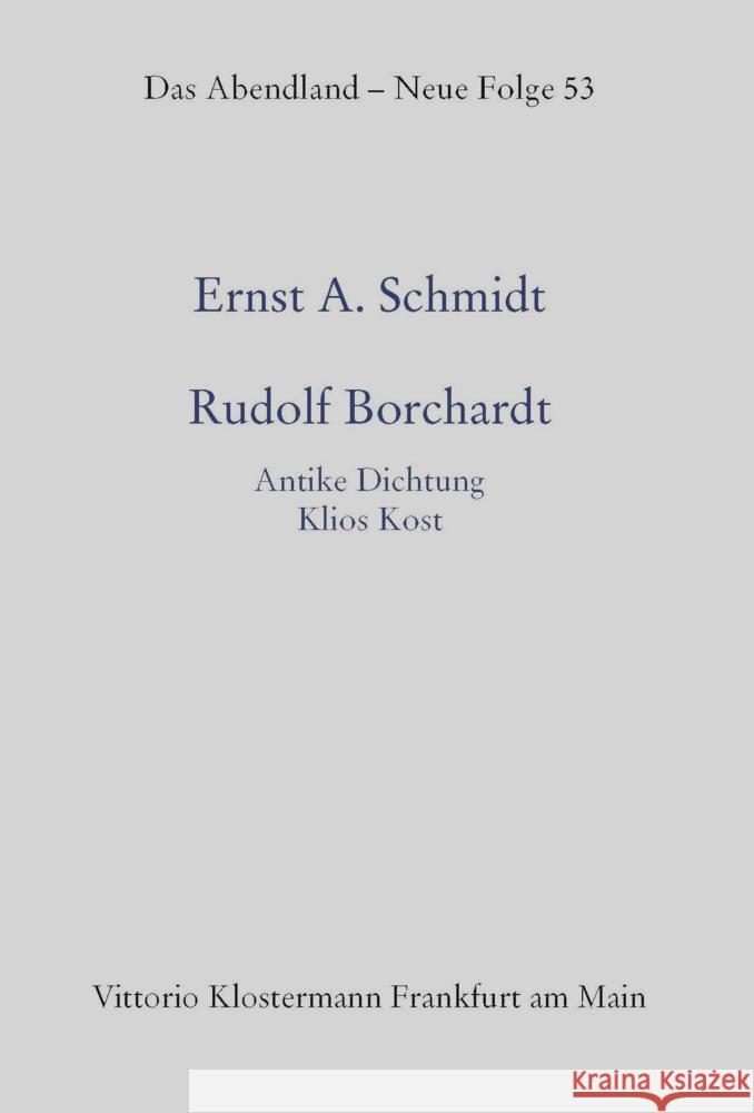 Rudolf Borchardt Schmidt 9783465047421
