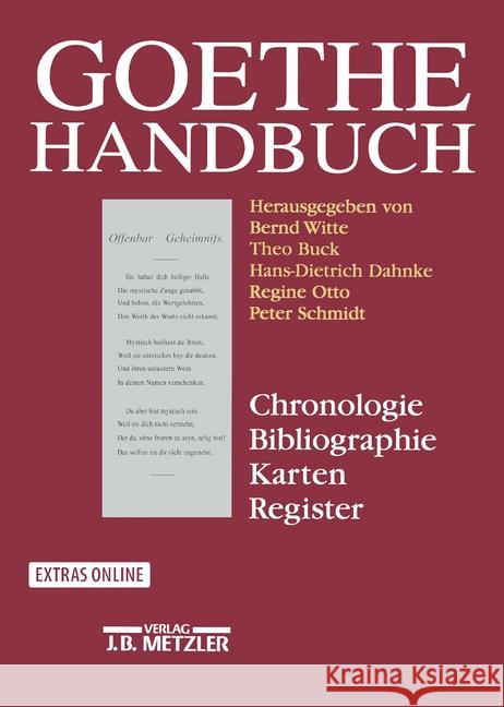 Goethe-Handbuch: Chronologie, Bibliographie, Karten, Register Fuchs, Dieter 9783476015907 J.B. Metzler