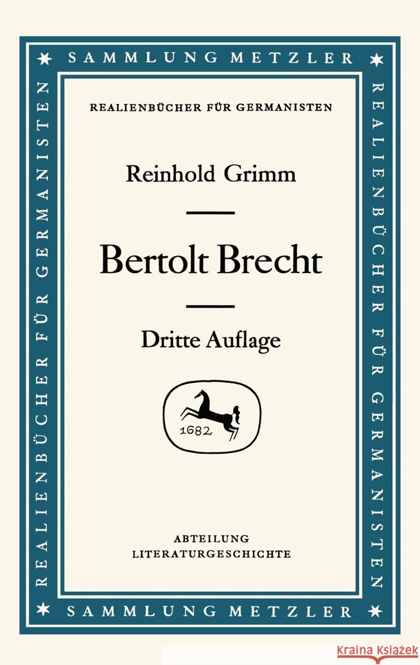 Bertolt Brecht Reinhold Grimm 9783476100047