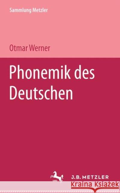 Phonemik Des Deutschen Werner, Otmar 9783476101082 J.B. Metzler