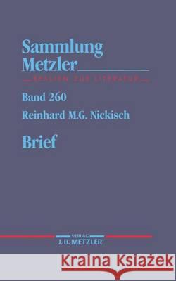 Brief Reinhard M. Nickisch 9783476102607 J.B. Metzler