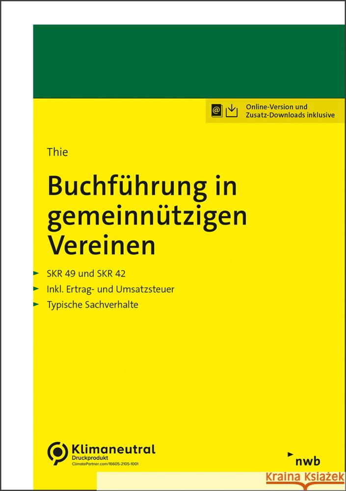 Buchführung in gemeinnützigen Vereinen Thie, Bernhard 9783482646416