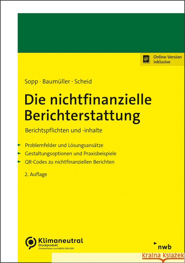 Nachhaltigkeitsberichterstattung Sopp, Karina, Baumüller, Josef, Scheid, Oliver 9783482678929 NWB Verlag