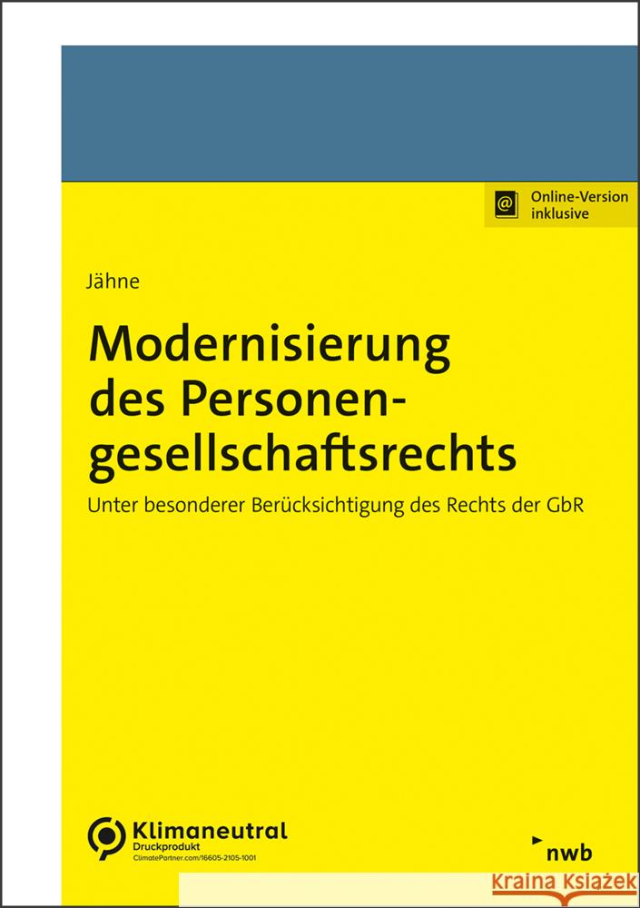 Modernisierung des Personengesellschaftsrechts Jähne, Ina 9783482682216