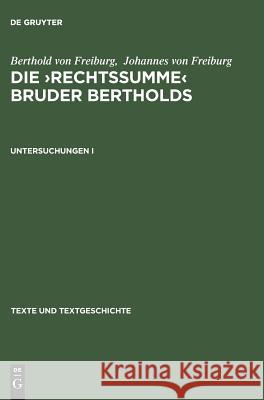 Die >Rechtssumme Berthold Von Freiburg 9783484103504 Max Niemeyer Verlag