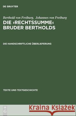 Die >Rechtssumme Berthold Von Freiburg 9783484103559 Max Niemeyer Verlag