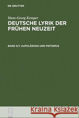 Aufklarung Und Pietismus Hans-Georg Kemper 9783484105706