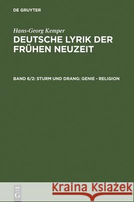 Sturm und Drang, Tl.1 : Genie - Religion Hans-Georg Kemper 9783484107496