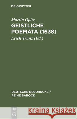 Geistliche Poemata (1638) Opitz, Martin 9783484160002