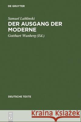 Der Ausgang der Moderne Lublinski, Samuel 9783484190405 Max Niemeyer Verlag