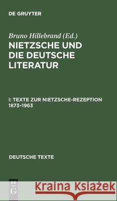 Texte Zur Nietzsche-Rezeption 1873-1963 Hillebrand, Bruno 9783484190498