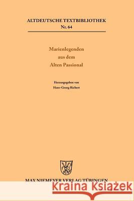 Marienlegenden aus dem Alten Passional  9783484200388 Max Niemeyer Verlag