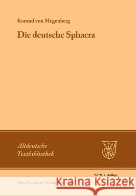Die Deutsche Sphaera Konrad von Megenberg 9783484201095 Max Niemeyer Verlag
