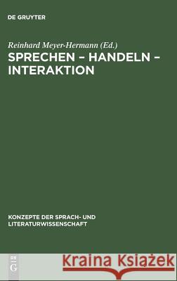 Sprechen - Handeln - Interaktion  9783484220263 Max Niemeyer Verlag