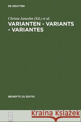 Varianten - Variants - Variantes Jansohn, Christa 9783484295223 Max Niemeyer Verlag