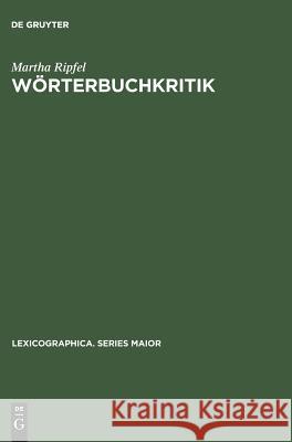 Wörterbuchkritik Martha Ripfel 9783484309296 de Gruyter