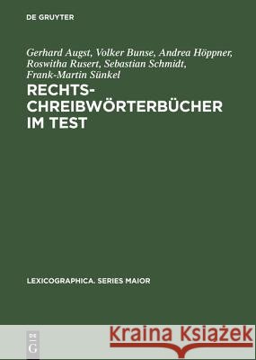 Rechtschreibwörterbücher im Test Augst, Gerhard 9783484309784 Max Niemeyer Verlag