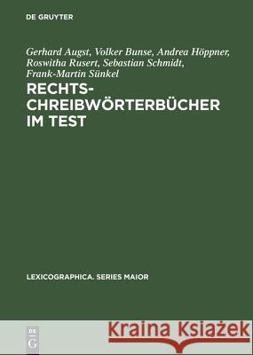 Rechtschreibwörterbücher im Test Augst, Gerhard 9783484309784 Max Niemeyer Verlag