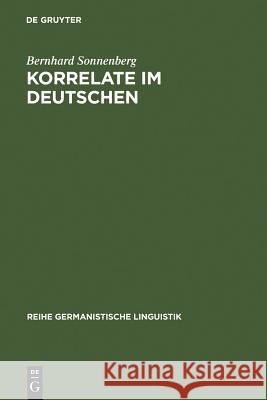 Korrelate im Deutschen Bernhard Sonnenberg 9783484311244 de Gruyter