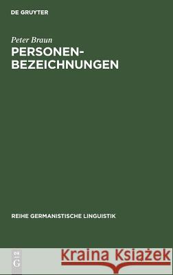 Personenbezeichnungen Braun, Peter 9783484311893 Max Niemeyer Verlag
