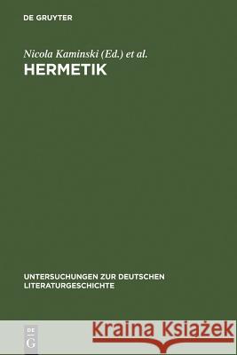 Hermetik Kaminski, Nicola 9783484321137 Max Niemeyer Verlag