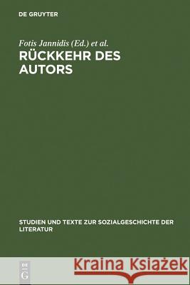 Rückkehr des Autors Jannidis, Fotis 9783484350717 Max Niemeyer Verlag