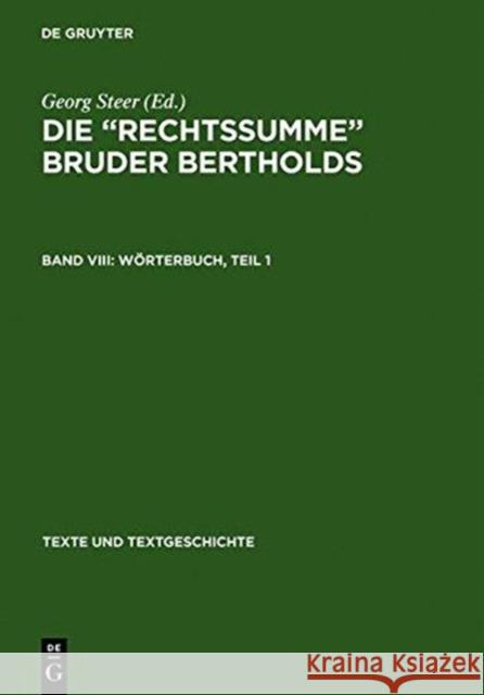 Wörterbuch Steer, Georg 9783484360181 Max Niemeyer Verlag GmbH & Co KG