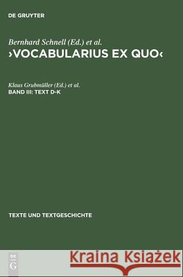 >Vocabularius Ex quo Grubmüller, Klaus 9783484360242