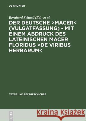 Der deutsche >MacerDe viribus herbarum Schnell, Bernhard 9783484360501 X_Max Niemeyer Verlag