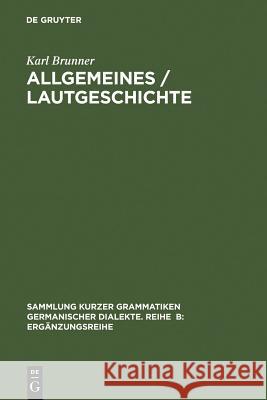 Allgemeines / Lautgeschichte Karl Brunner 9783484400085