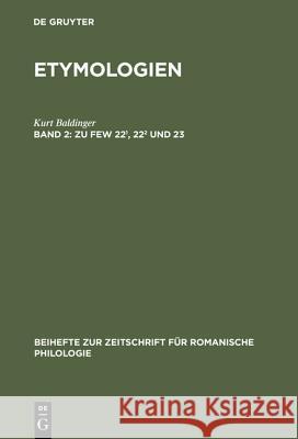 Zu Few 22¹, 22² Und 23 Baldinger, Kurt 9783484522886 Niemeyer, Tübingen