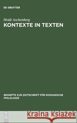 Kontexte in Texten Heidi Aschenberg 9783484522954