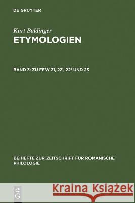 Zu Few 21, 22¹, 22² Und 23 Baldinger, Kurt 9783484523159 Max Niemeyer Verlag