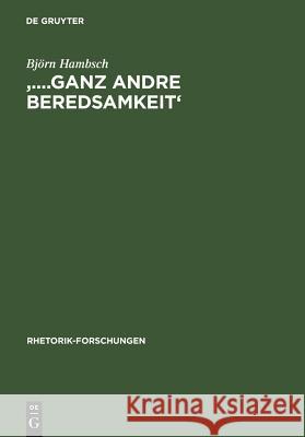 '....ganz andre Beredsamkeit' Hambsch, Björn 9783484680173 X_Max Niemeyer Verlag