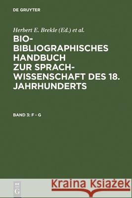 F - G Brekle, Herbert E. Dobnig-Jülch, Edeltraud Höller, Hans J. 9783484730236