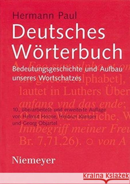 Deutsches Wörterbuch Paul, Hermann Henne, Helmut Kämper, Heidrun 9783484730571