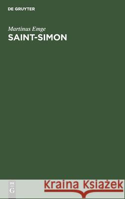 Saint-Simon Martinus Emge 9783486202359